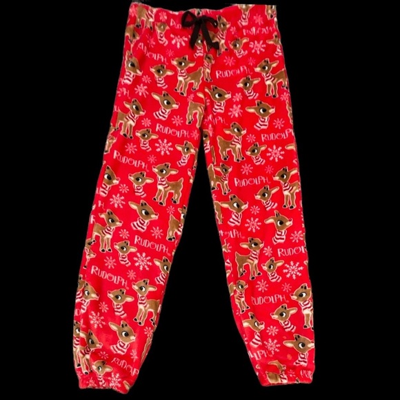 NWT Official Rudolph Size M Velvety Velour Pajama Pants - Picture 1 of 3